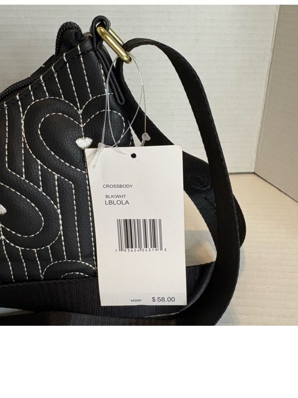Betsey Johnson Black Quilted Heart Crossbody with Gold Hardware - Picture 3 of 10
